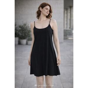 Abercrombie & Fitch Black Slip Dress LT Quiet Luxury Flowy Slip Clean Girl